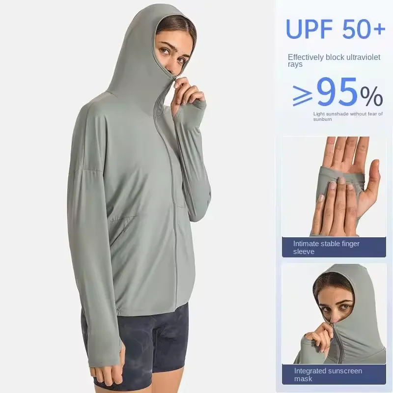 CXXM Women Running Top Sun-Proof Zip Yoga Jacket Windproof Training Hoodie with Pocket