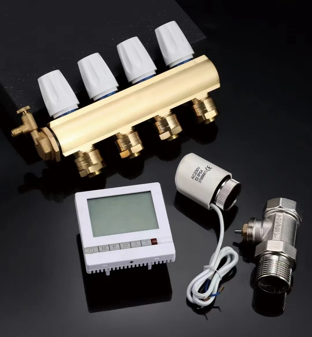 Radiant floor heating manifold,4 way Water heating Brass Manifold