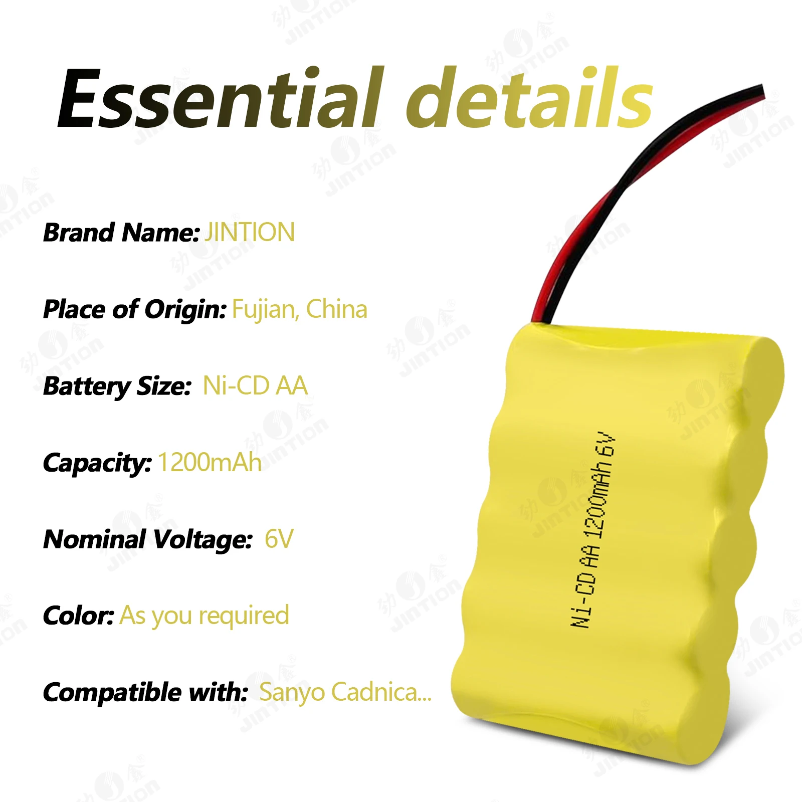 6V 1200mah NICD AA Nickel Cadmium Battery for Sanyo Cadnica 5KR-1200AAE