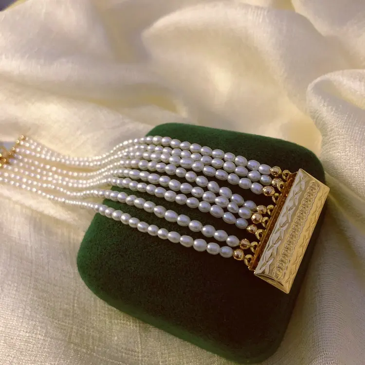 Factory selling natural Multi-row design bracelet with freshwater pearl