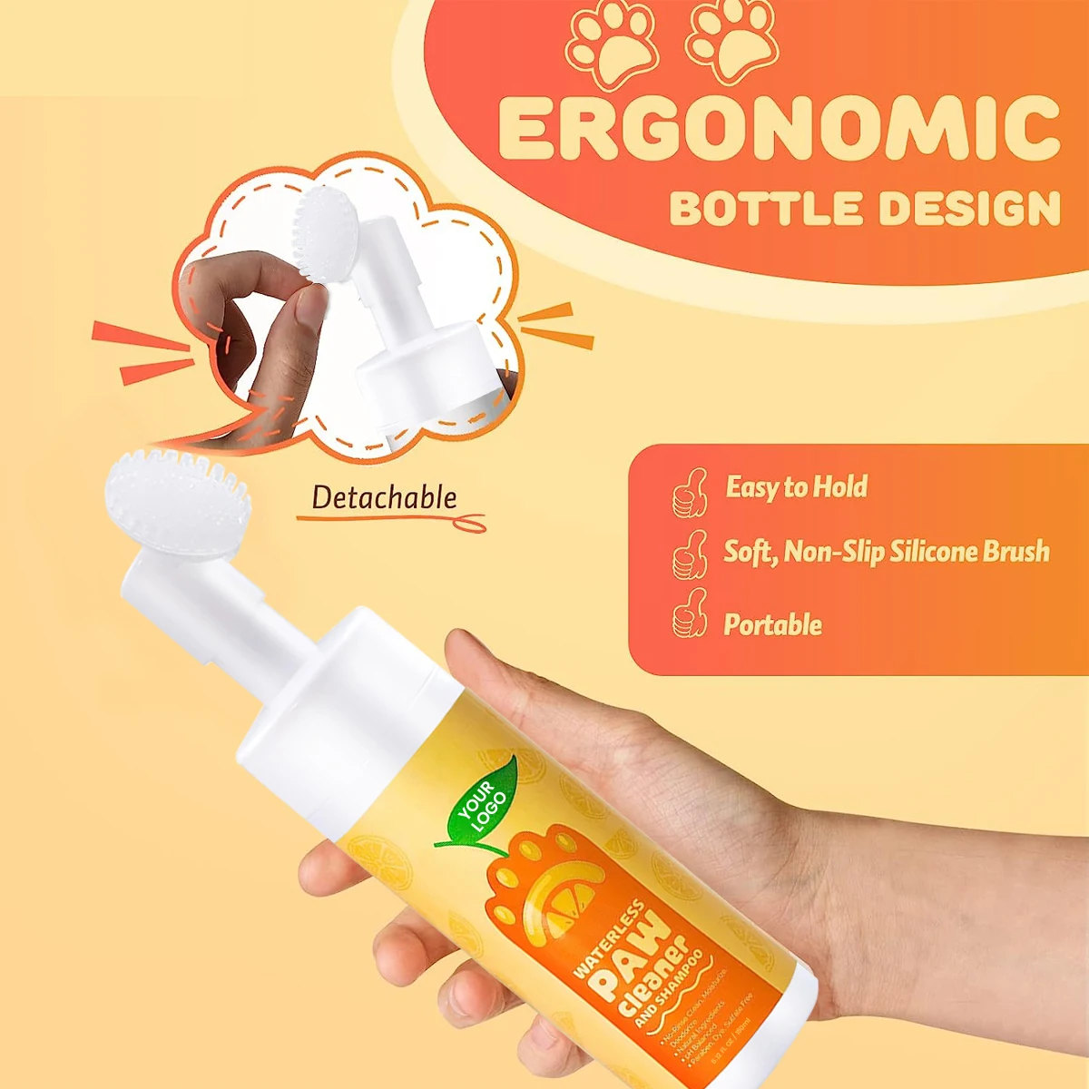 OEM ODM Factory no-rinse wash free 150ml pet paw cleaning pet foot cleaning foam paw no washing with brush