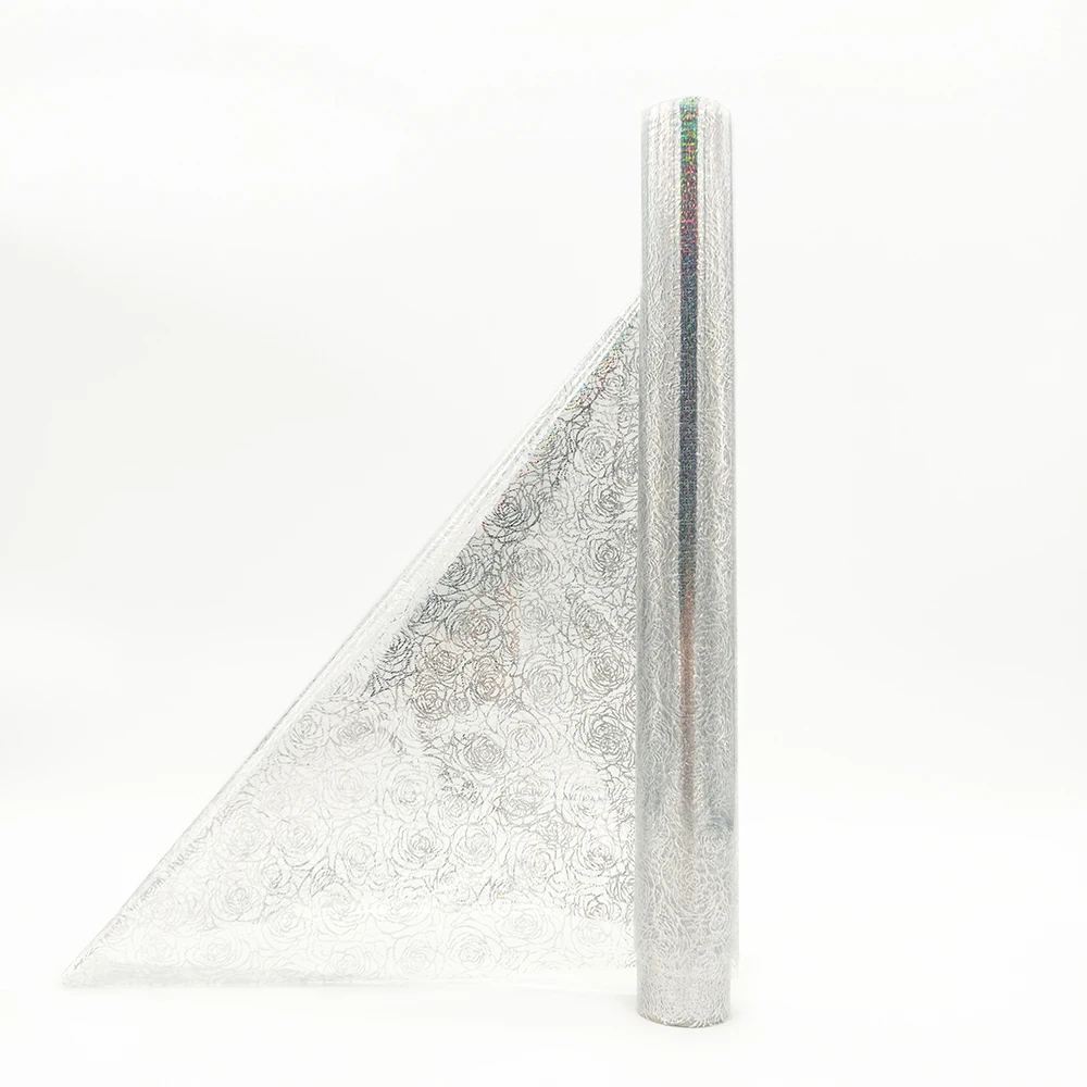 15 mic thickness rose pattern hot stamping transfer foil glue on fabric & leather