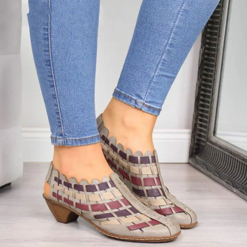 Women  Gladiator Summer Sandals Fashion Stitching Ladies Heel Sandals Female Casual Wedges Sandals Sandalias Mujer