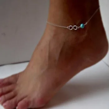 Beach anklet turquoise beads blue pentagonal star tassel anklet