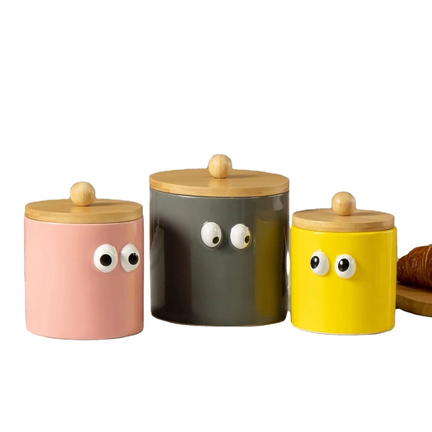 3PCS Canister Sets for Kitchen Counter,50OZ Jars with Airtight Lids Ceramic jar for home