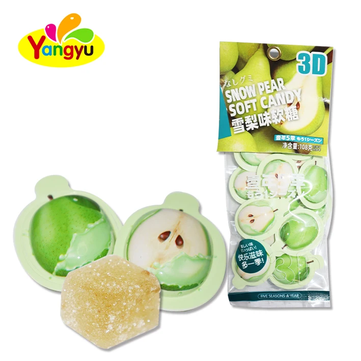 Wholesale green apple candy soft candy cow milk 3D fruit candy