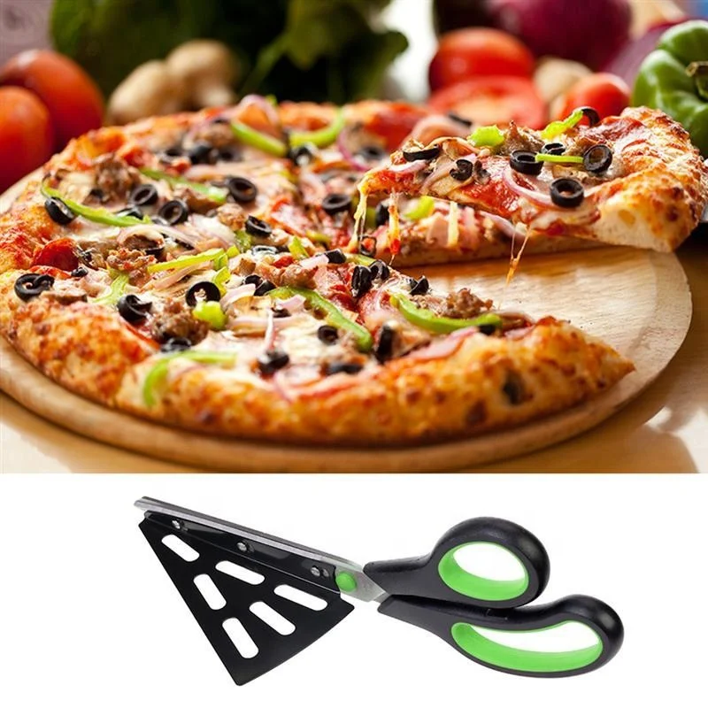 Factory Direct Multi Functional Stainless Steel Pie Cutter Flatware Pizza Scissors With Detachable Spatula