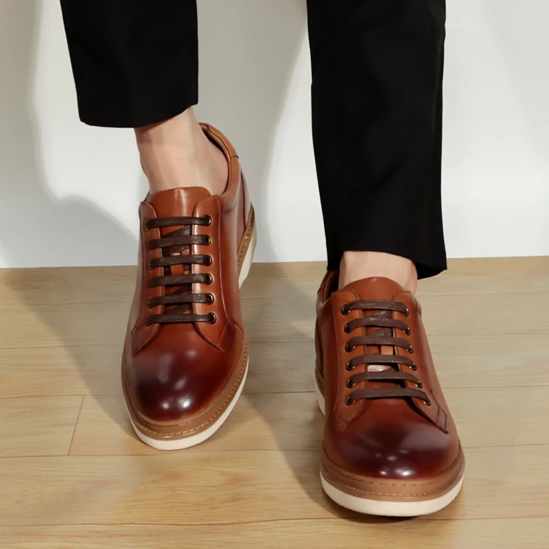 Online hot selling Brush Leather elevator shoes Classical Style men Height increasing shoes High Quality Dress Shoes Men
