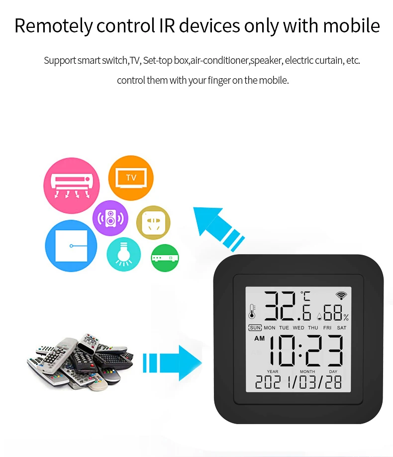Hot sale Tuya Smart IR Remote Control WiFi Temperature and Humidity Sensor with Remote Control TV Fan Air Conditioner