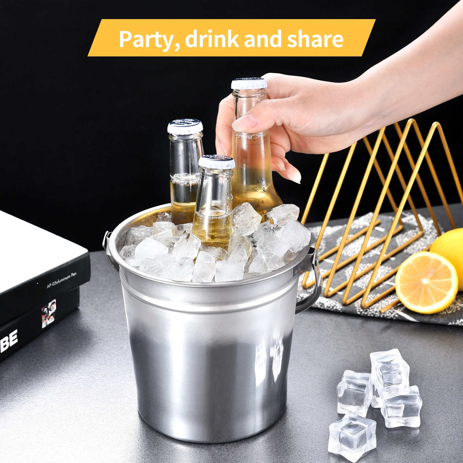 High quality two size cheap sustainable wine set unique custom party beer juice outdoor ice bucket stainless for sale