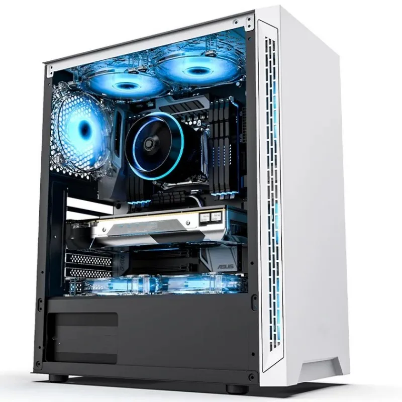 Full tower with power supply gaming pc cabinet host desktop computer case With rgb fans pc cabinet gaming computer case towers