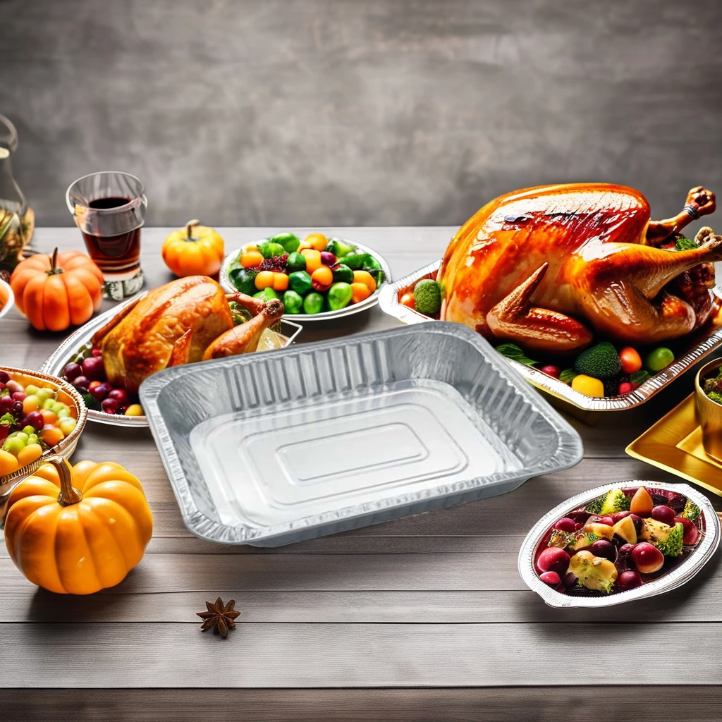 Full-Size Deep Gastro Pan with Disposable Aluminum Foil Lid for Baking and Takeaway Tray and Plate for Packaging