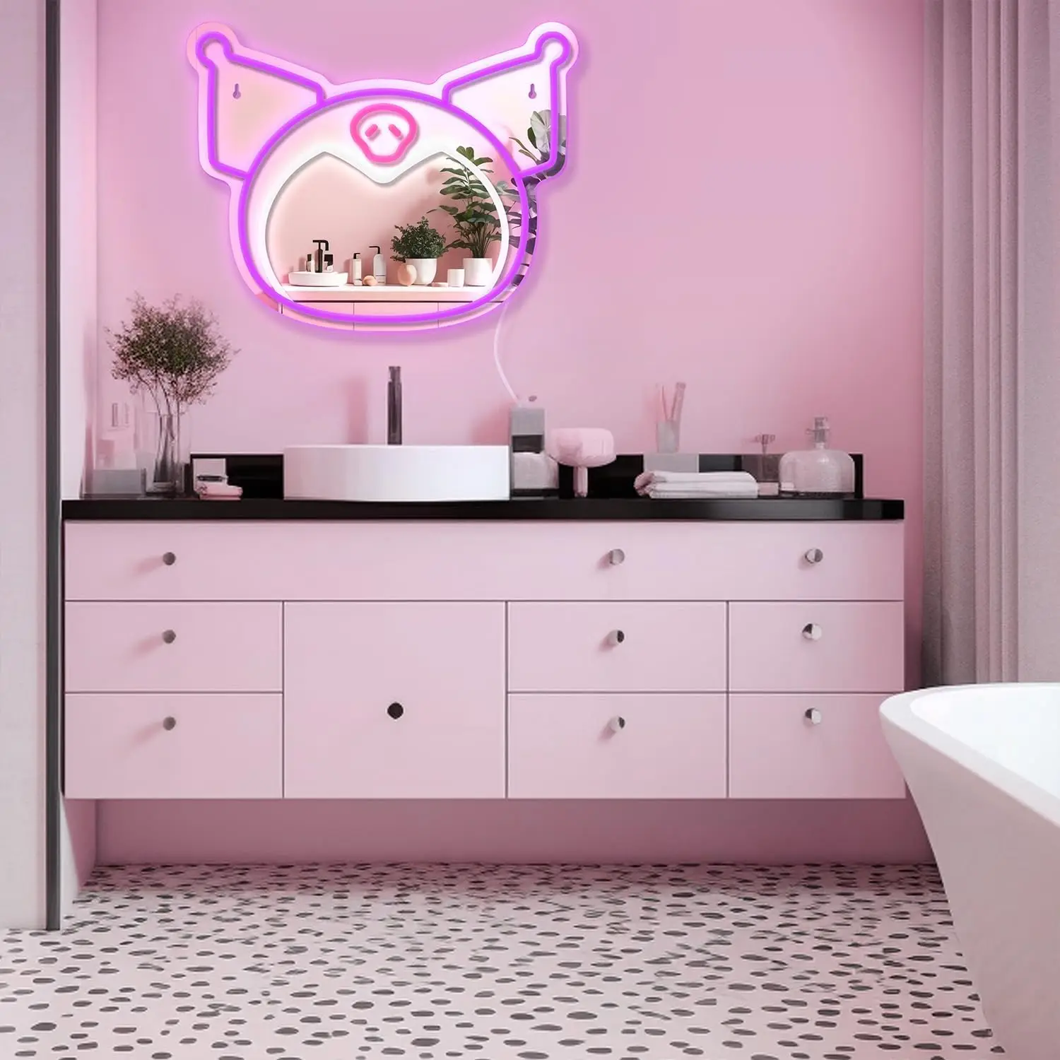 Anime LED Neon Lights Dimmable Mirror Light Signs for Kids Girls Bedroom Decor for Teens Daughter & Girlfriend Gifts