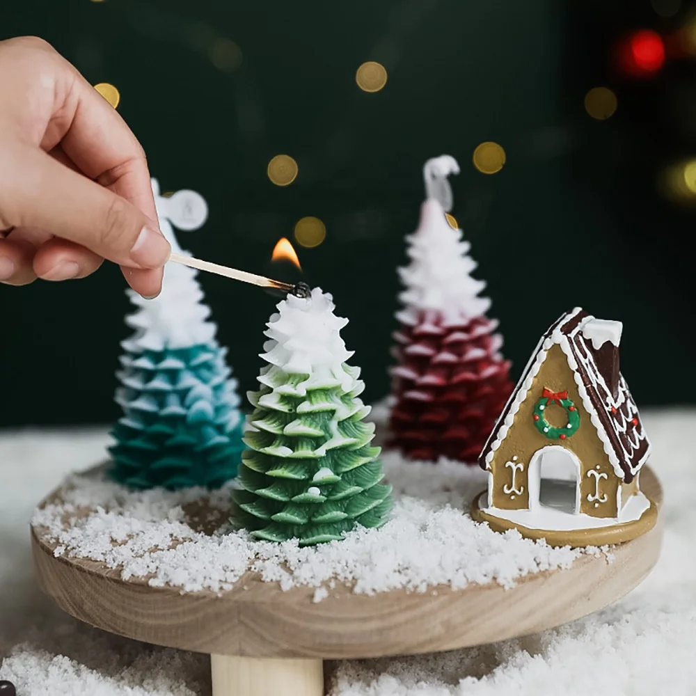Christmas Tree Shaped Colored Craft Art Candles LE138 Factory Customized Soy Wax for Candle Making Soy Wax Free Shipping 100 60g