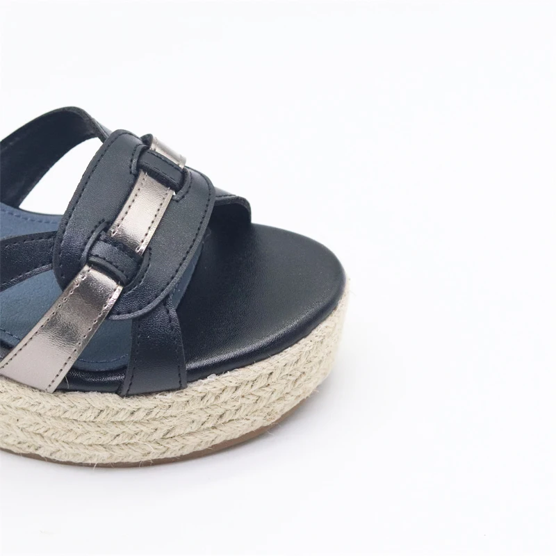 wholesale customized jute outsoles wedge shoes espadrilles sexy low heel wedge shoes pu women shoes sandals ladies