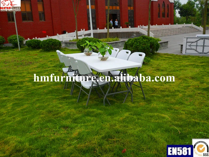 HDPE 8ft Portable Plastic Folding Table With Chair Set For Outdoor for 8 person
