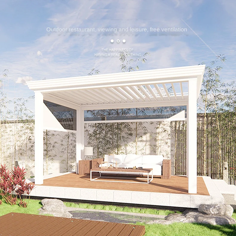 Motorized Wall Mounted Louvered Roof  Waterproof Pergolas Garden Aluminum Outdoor Sun Shade 6x4 Blinds  Kits Outside