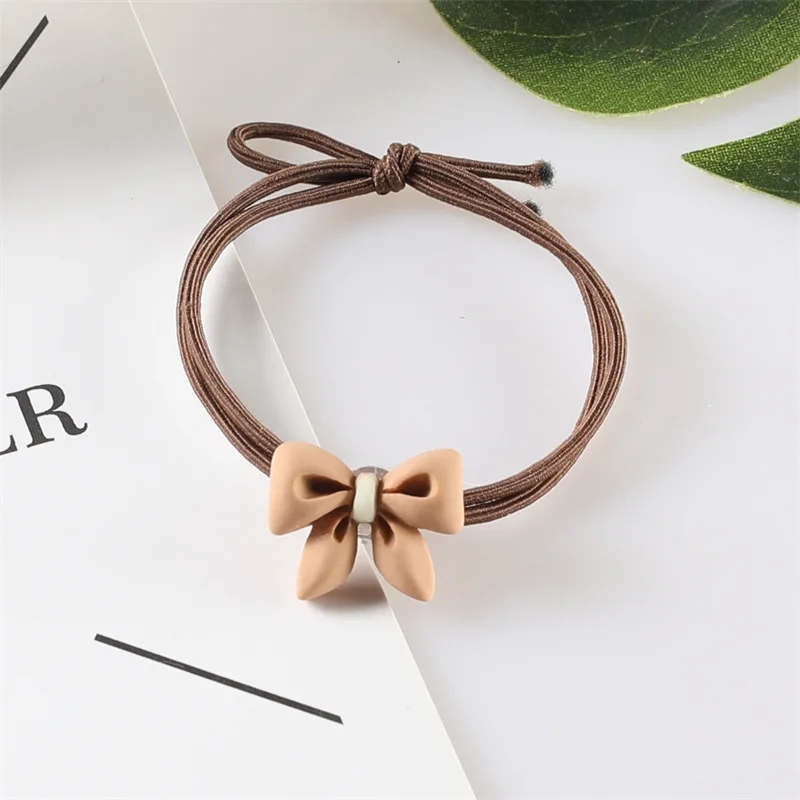 Milk tea colored bow hair loop, internet celebrity Instagram beige coffee colored hair rope wholesale Oversized Satin