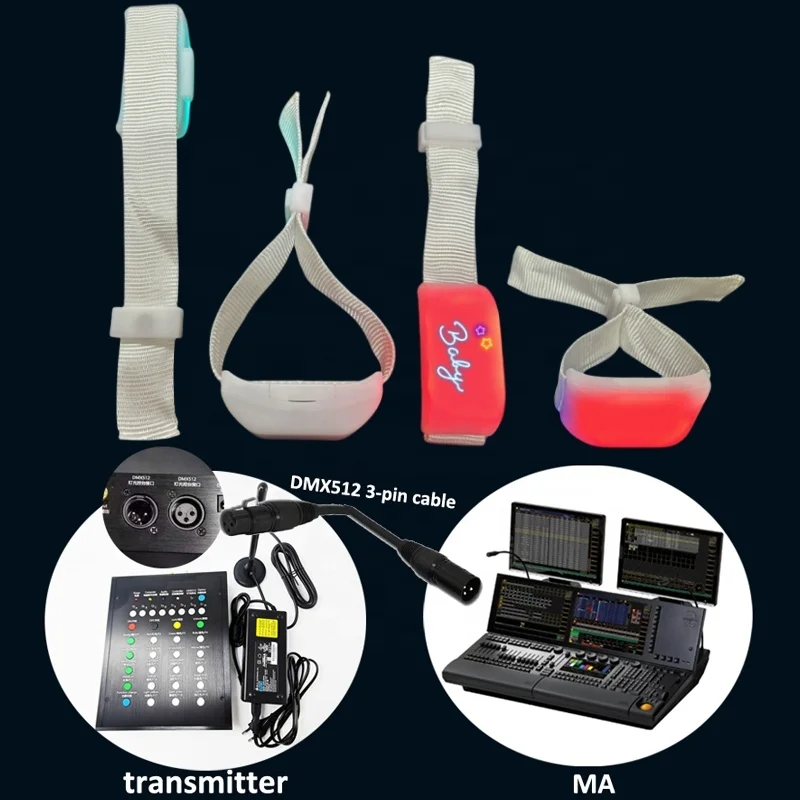 led bracelet concert wireless distance illuminated wristband dmx flash light led wristband remote control bracelet