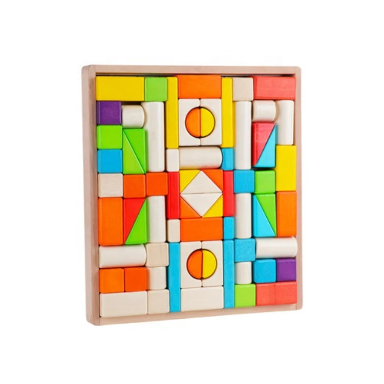 wooden stack game toy intelligent learning stackable colorful blocks