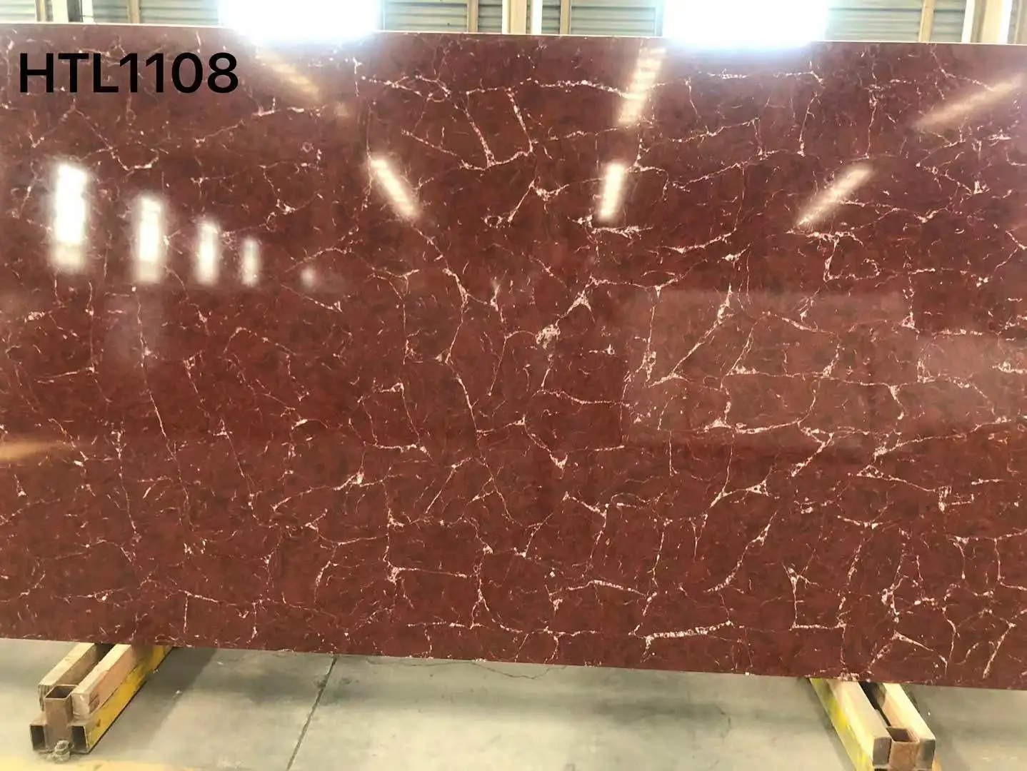 HZX Modern Red Quartz Stone Slab for Kitchen Island Countertops 3D Model Design Capable for Hotels