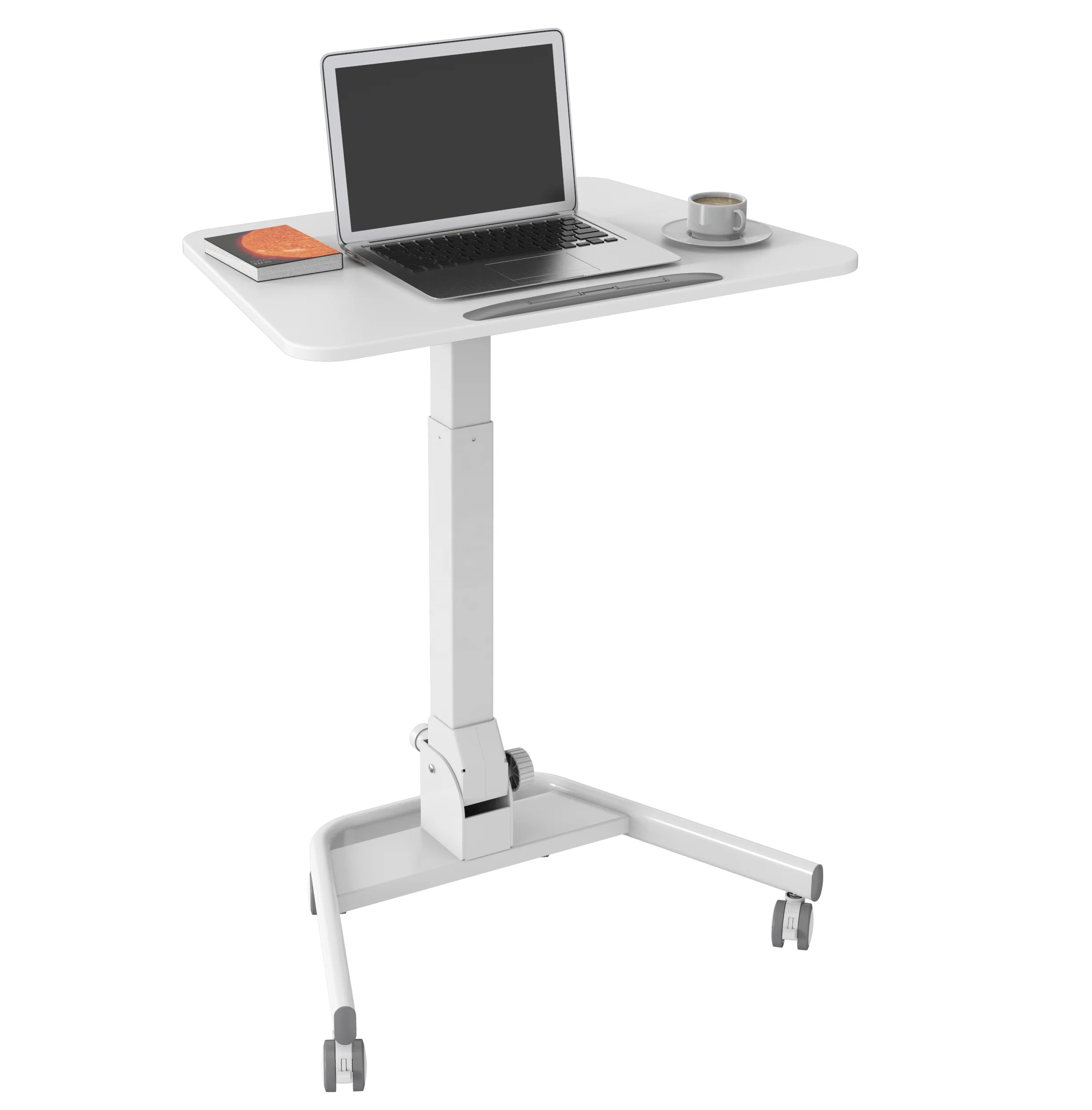 V-mounts Folding Height Adjustable Mobile Laptop Desk with Gas Spring Saving Space for Office and Home Use