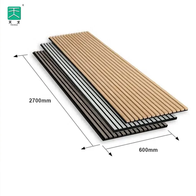 Tiange Mdf Wooden Polyester Acoustic Wall Natural Oak Soundproof Board Acoustical Slat Panel Sheets
