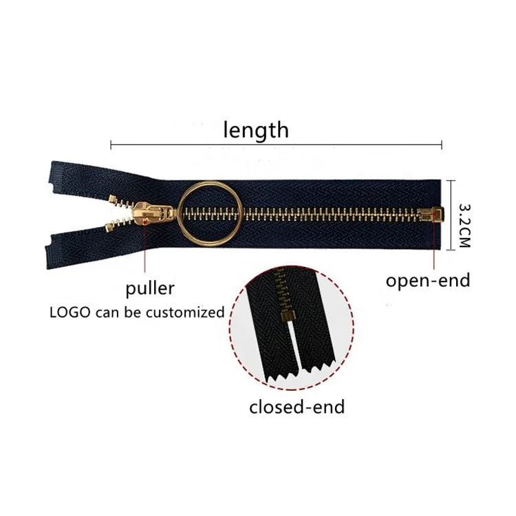 
3# 4# 5# 8# 10# auto lock Custom Gold White Black Long Chain Open End Close End copper brass Metal Zipper In ZIP For clothes 