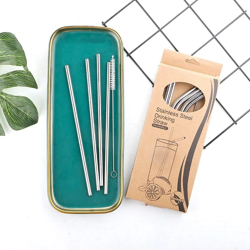 Top Seller 2019 Custom Logo Reusable Cocktail Metal Stainless Steel Straw