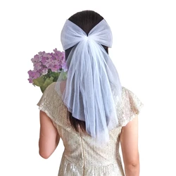 Party Decorations Tulle Bow Hair Barrettes Bridal Veils Bride Bridesmaid Favors Pearl White Hair Bow Clips Wedding Accessories