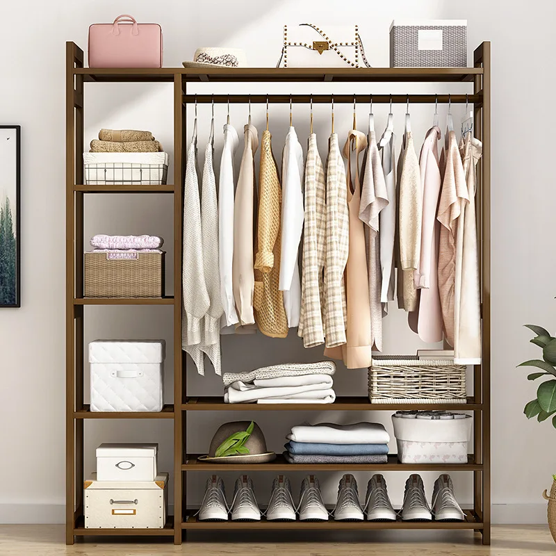 Living Room Modern Bamboo Clothes Hanger Rack Home Bedroom Hat Coat Clothes Storage Hanger Stand Shelves
