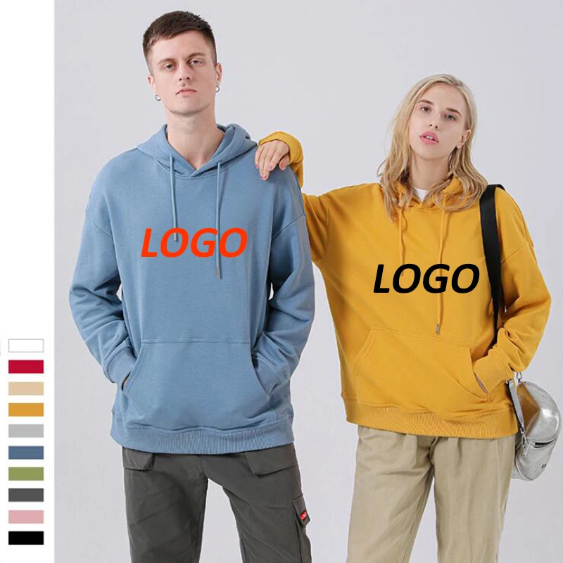 Custom Oversize Hoodies Unisex Top Solid Color Sweatshirt Customized Print Autumn Spring O Neck Loose Jumper Thick fleece