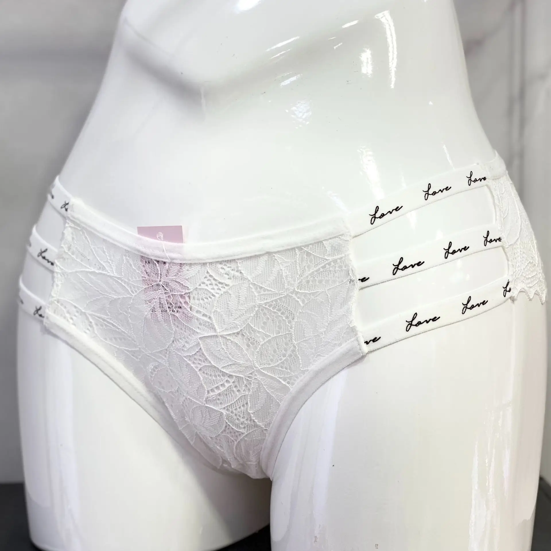 2023 Ladies Cotton Sheer Wavy Trim Lace-Trimmed Secret Panties Monogrammed Spaghetti Strap Cut-Out Underwear in Bulk