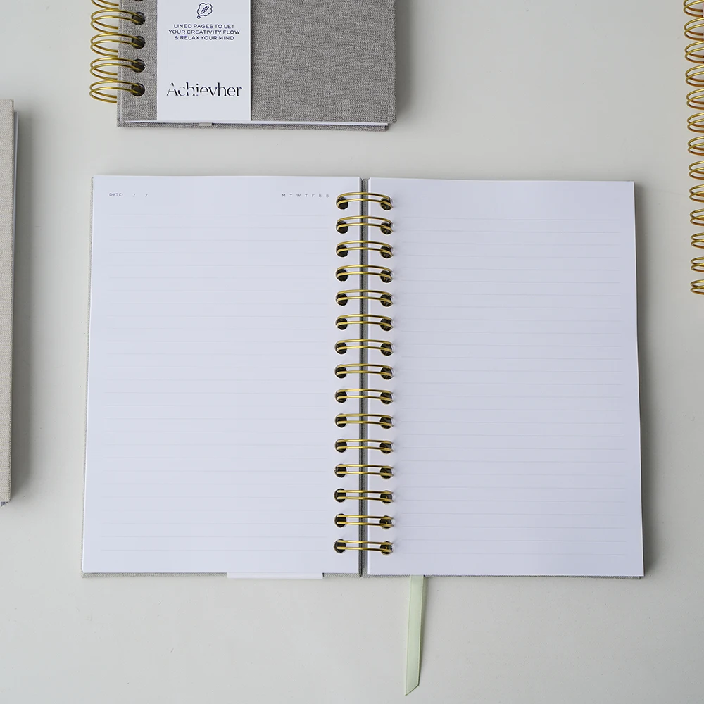 Wholesale Promotion Thick Logo Hardcover Spiral Linen Custom Journal Diary Gift Unique Notebook