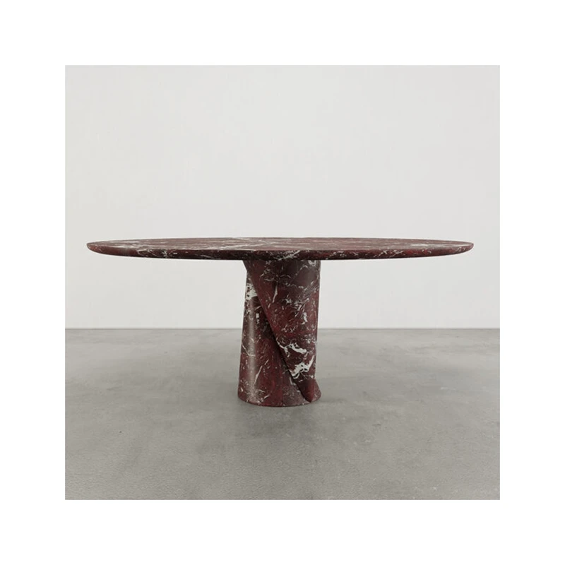 Hot Sale Marble Luxury Stone Indoor Kitchen Table Oval Shape Top rosso levanto Marble Dining Table