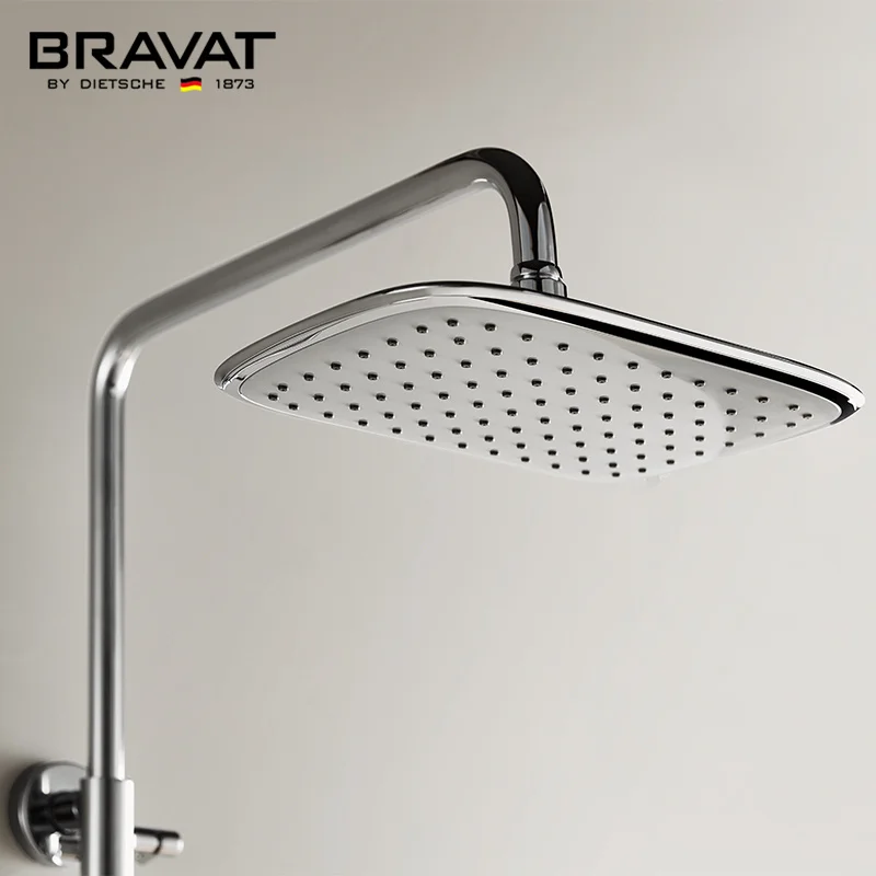 Bravat Modern style Exposed Shower Zinc handle Faucet Wall-Mounted Chrome Shower Faucet for Bathroom