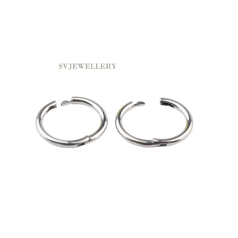 Silver Ear Piercing F136 Titanium Oval Hinged Segment Clicker Ring Silver Ear Bone Pin Earrings Minimalist Ear Piercing