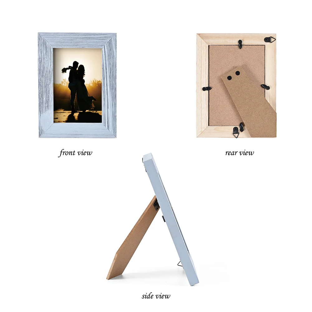 Custom A3 A4 4x4 5x7 8x10 11x14 Direct Sale Natural Wooden Photo Frame Commemorative Nostalgic Desktop Wooden Picture Frame