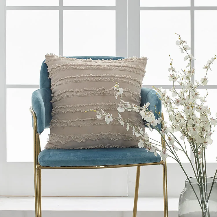 Buti Boho Macrame Solid Cotton Ethnic Knit Tassel  Embroidered Cushion Cover For Sofa