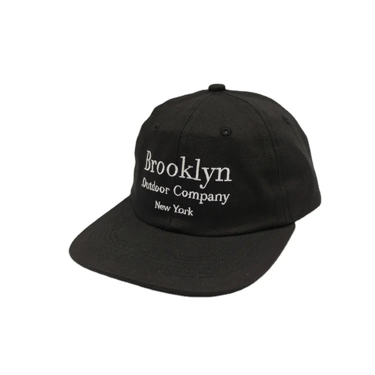 Custom 6 Panel Unstructured Snapback Caps Embroidered Logo Flat Brim Dad Hat