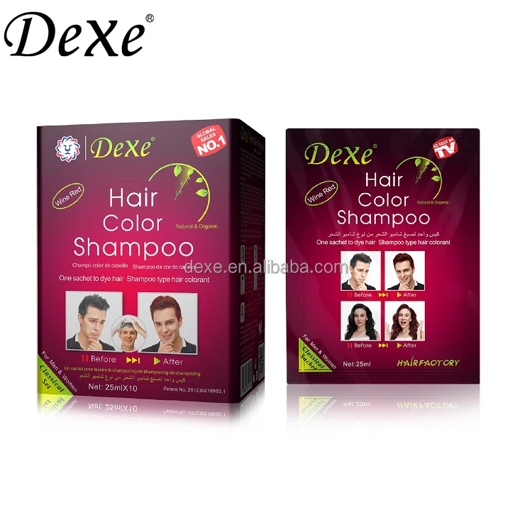 Dexe Factory Home Use Darkening Burgundy Magic Black Hair Color Shampoo For White Gray Hair Care Bubble Plant Hair Dye