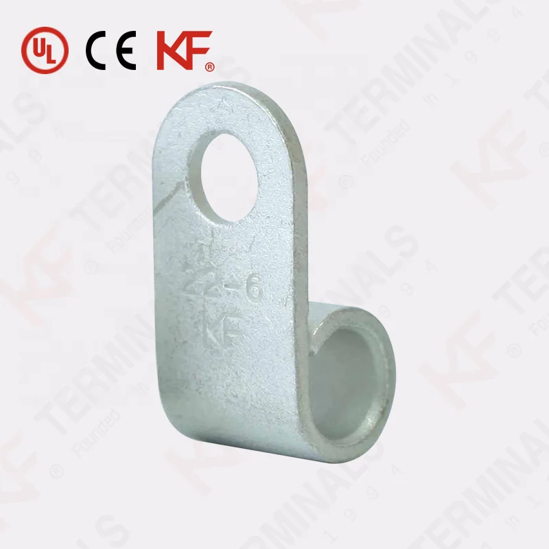 Hot Sale OEM Copper Crimping Electrical 18 Awg Non-Insulated Tin-Plated 7.8mm Flag Cable Lugs Wire Ring Flag Terminals