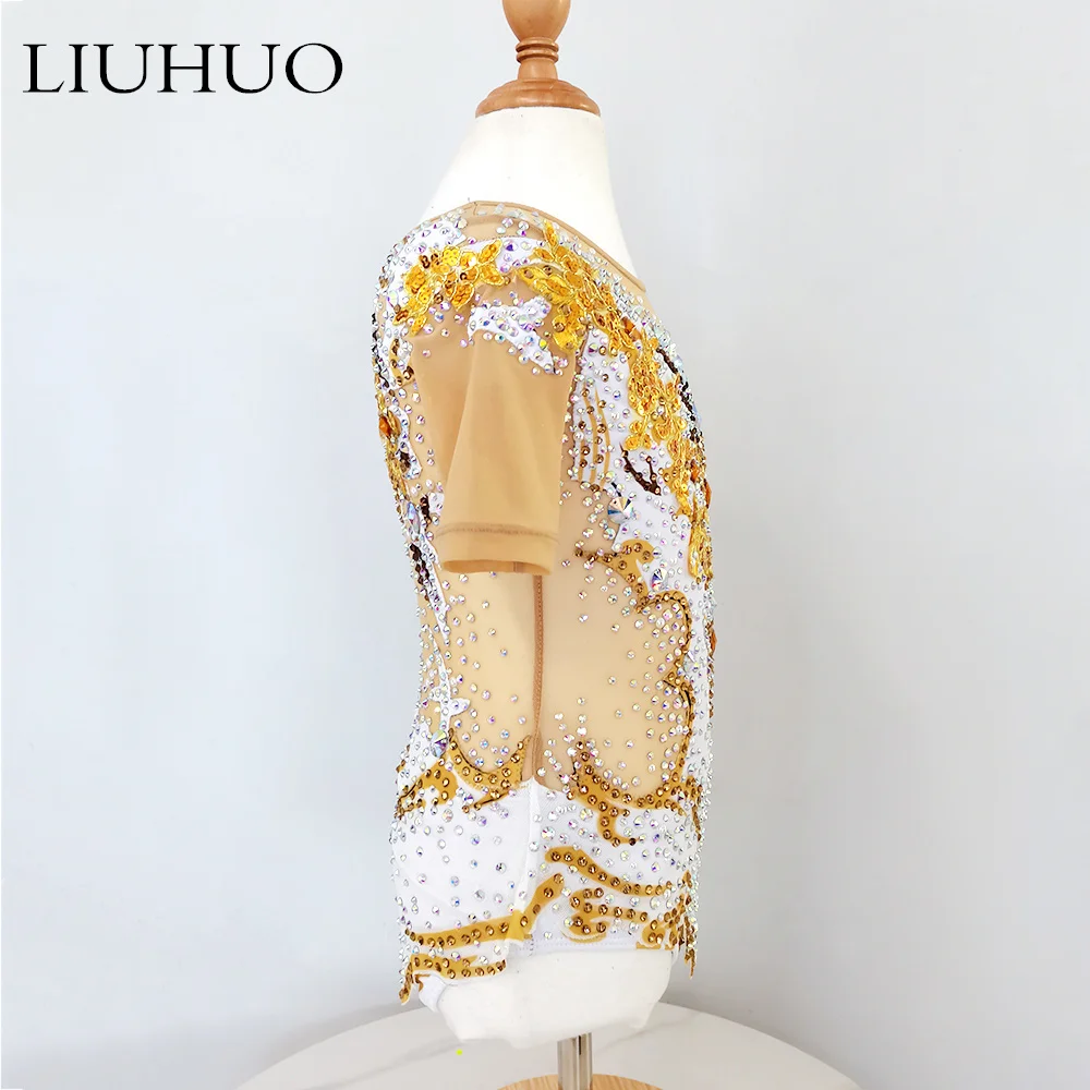 LIUHUO Custom Rhythmic Gymnastics Leotards Manufacturers Direct Sales Artistic Gymnastics Wear Competition Clothes Yellow