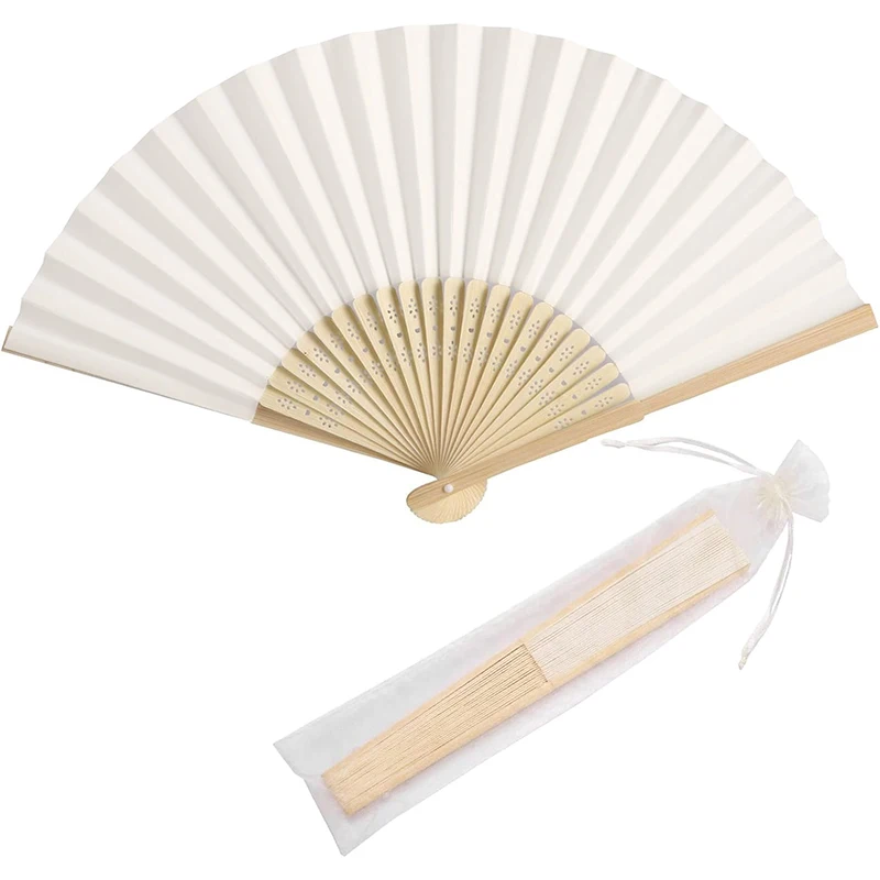 Festival Personal Folding Flower Cloth Hand Fan Custom Hollow Bamboo Bone Style Weddings Business Gifts Paper Party Decoration