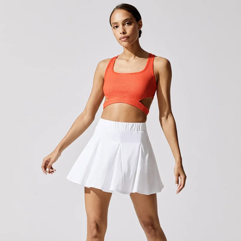quick drying breathable sportswear trendy tennis skirts inside pockets fitness workout tennis skirts sets