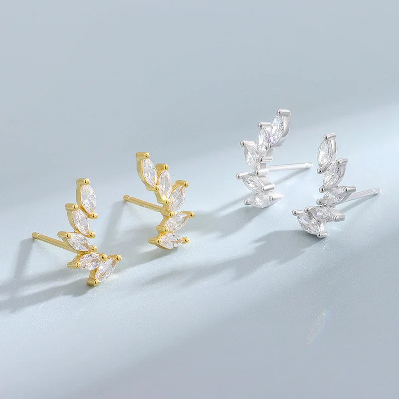 Romantic S925 sterling silver set diamond angel wing earrings wedding temperament anti-allergy engagement earrings for women