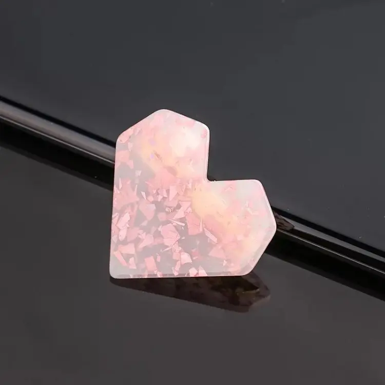 Fashion Heart Shape Acetic Acid Hairpin Side Clip  Big Acrylic Resin Hair Barrettes