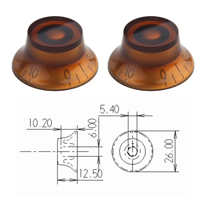 Amber Plastic Top Hat Bell Style Speed Control Guitar Knobs for LP Electric Guitar Replacement Parts
