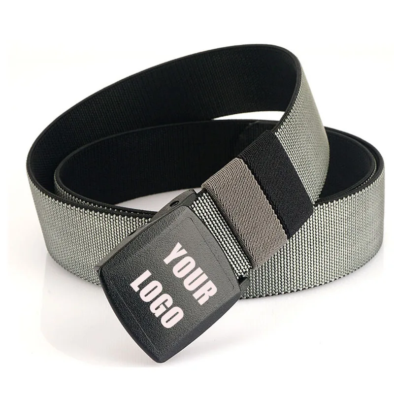 Индивидуальный логотип 1,5 дюймов широкий Повседневный двусторонний цвет пластиковая пряжка эластичная ткань ремни для мужчин