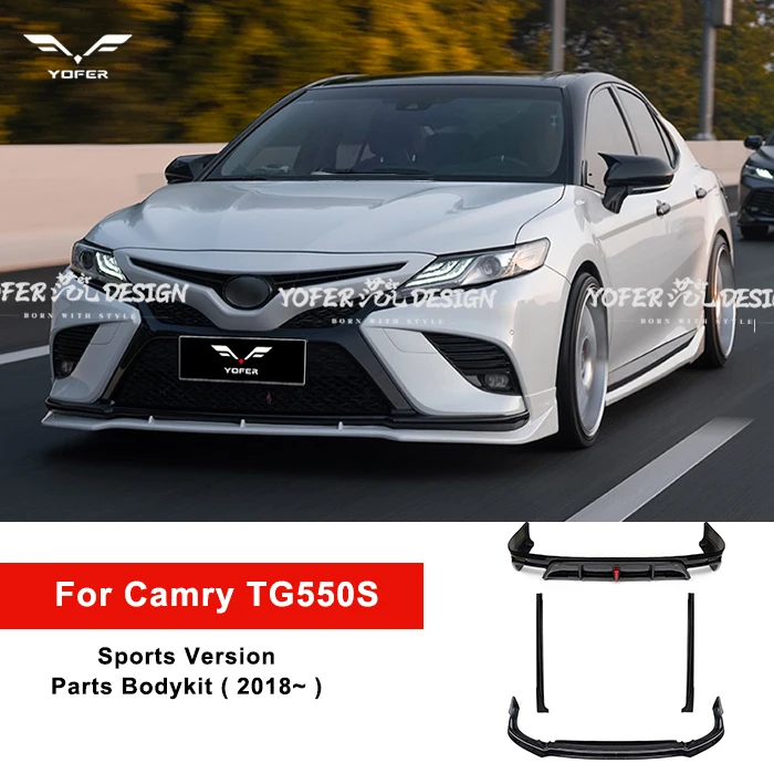 Yofer for camry2018- sports car front rear bumper lip diffuser side skirts accessories bodykit